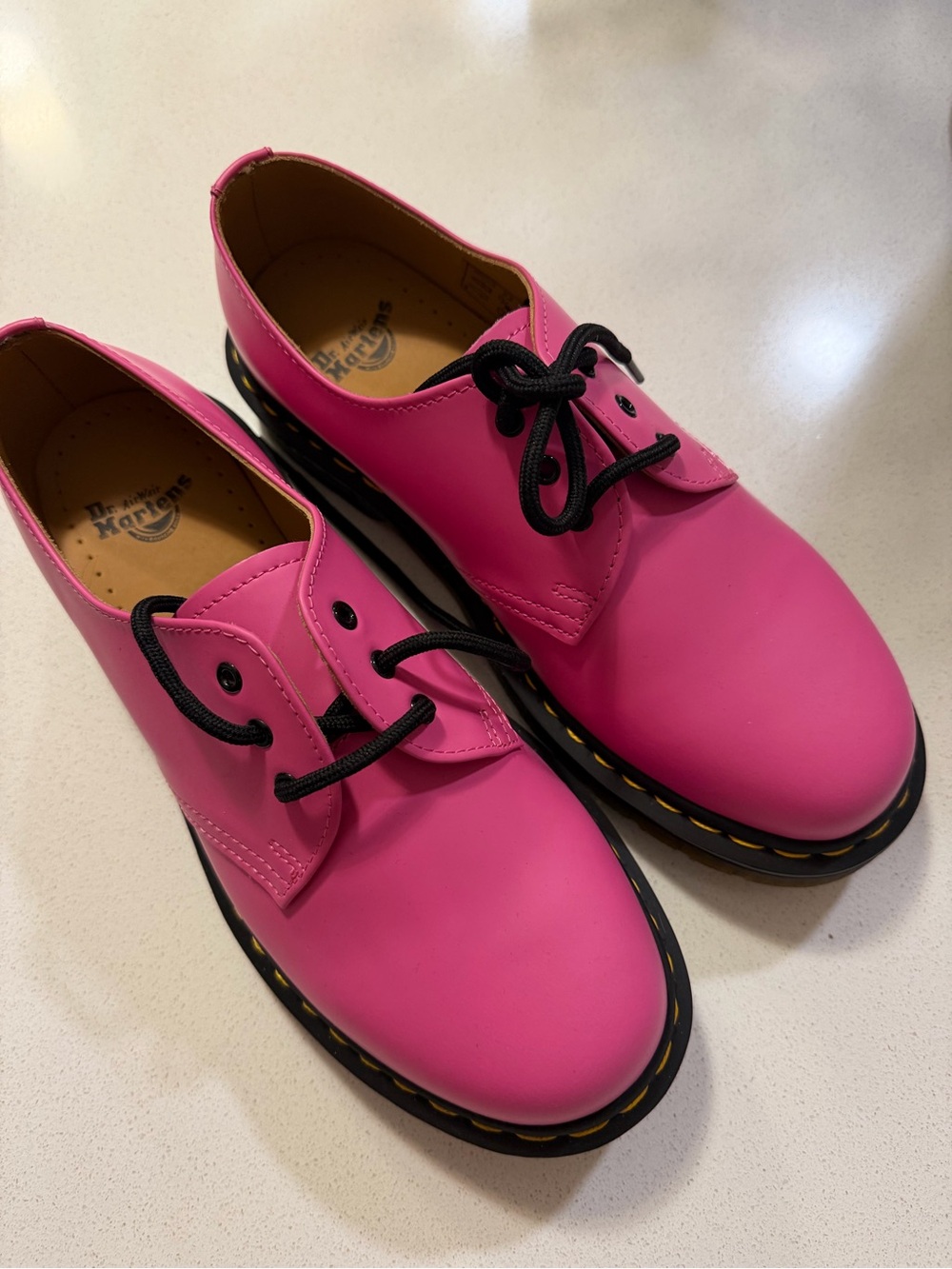 Brand New Dr. Martens Women's 3-Eye Derby Shoes - Bright Pink with Black Laces
